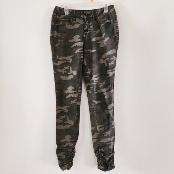 Bad Ass Distressed Skinny Army Pants Studded Pockets and Ruched Hem Size 0 b14 - Picture 2 of 7